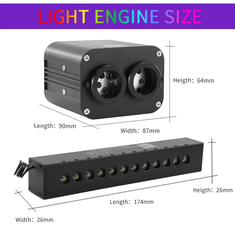 20W Meteor Twinkle Starry Sky Car Star Ceiling Lamp Roof Led Fiber Optic Light Music Sensing Ambient Light Double Color Control