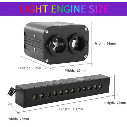 20W Meteor Twinkle Starry Sky Car Star Ceiling Lamp Roof Led Fiber Optic Light Music Sensing Ambient Light Double Color Control