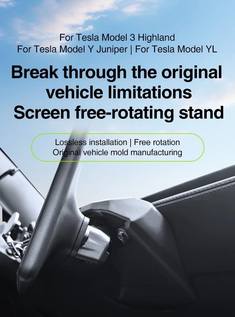 For Tesla Model 3 Highland & Model Y Juniper 2025-2026, 4-Way 2-Way Screen Rotating Bracket Swivel Display Mount