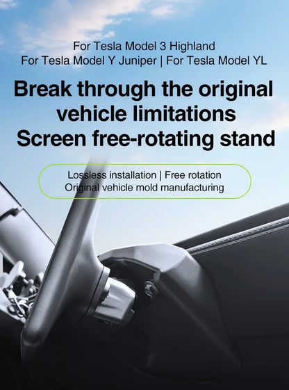 For Tesla Model 3 Highland & Model Y Juniper 2025-2026, 4-Way 2-Way Screen Rotating Bracket Swivel Display Mount