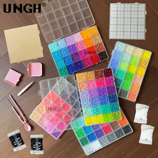 UNGH 40000pcs 2.6mm Perler Mard Bean Box with 4pcs baseplate Fusion Bean Handmade DIY Jewelry Bracelet Earrings Accessories