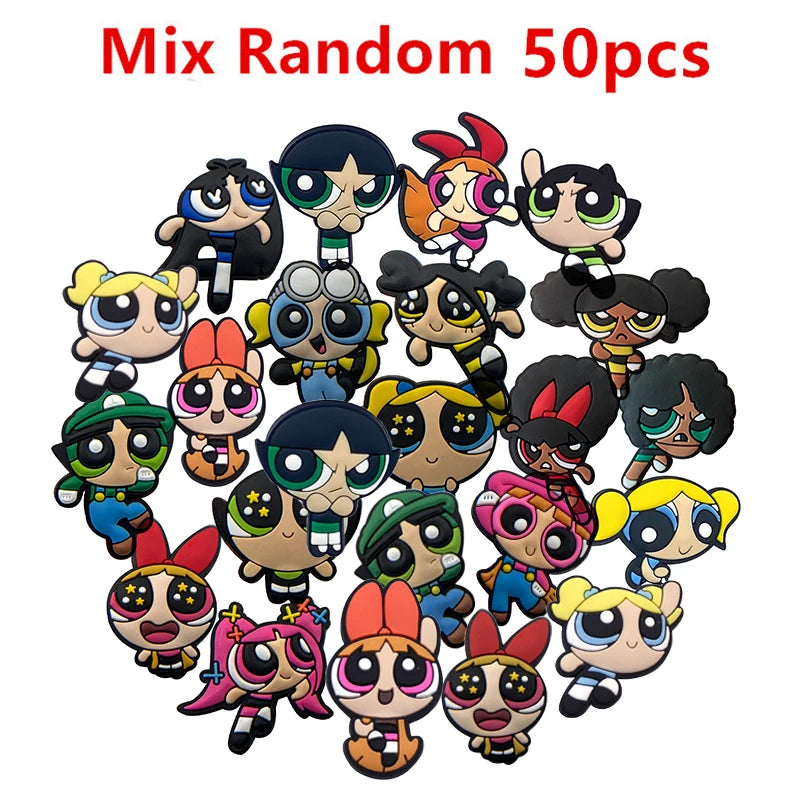 9-100Pcs Hot Toys Cartoon Series Shoe Charms For Clog Sandals,Shoe Decoration Accessories Buckle For Girl Kids Gifts