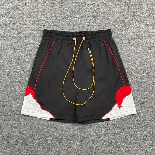 American High Street Rhude Sports Shorts Multi-color Patchwork Loose Breathable Casual Shorts