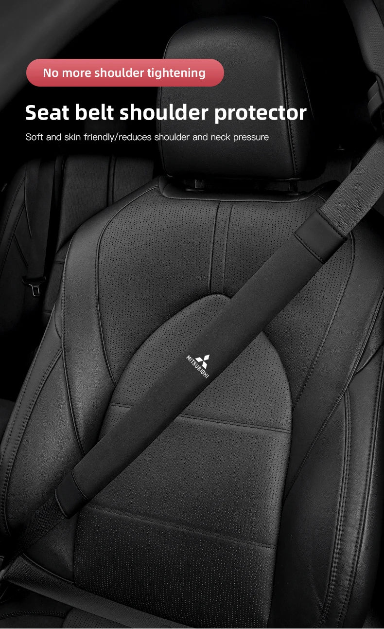 2Pcs Car Seat Belt Cover Shoulder Protector Auto Accessories For Mitsubishi Eclipse Lancer Outlander Pajero Ralliart Star Mirage