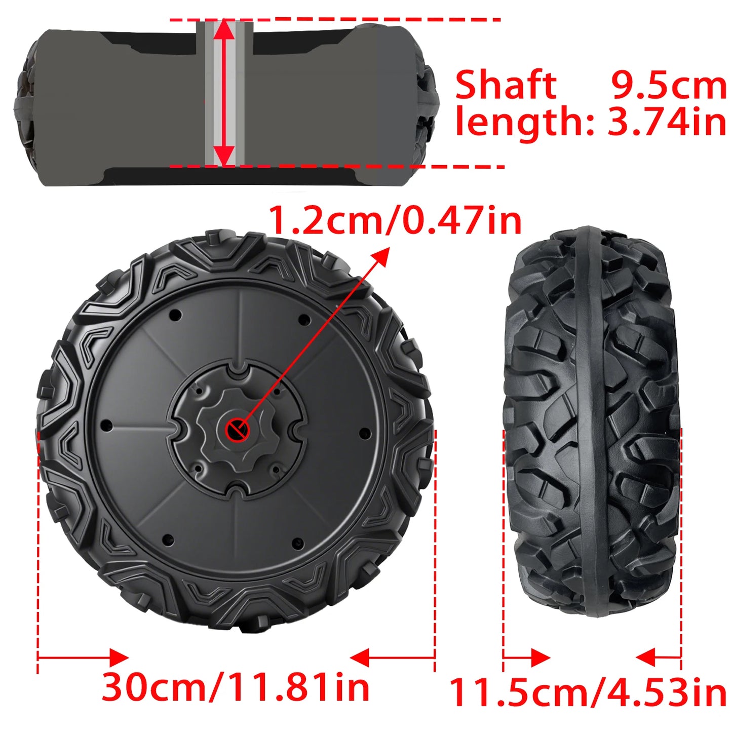 21CM/25CM/30CM,8/10/12in Children Electric Ride on Car EVA Solid Rubber Alligator Tire,Kart drifting car tire,Coupler, bearing