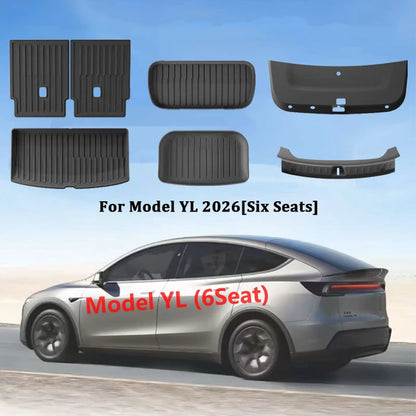 Front Rear Trunk Mat For Tesla Model YL Six Seat TPE Seat Backrest Anti-Kick Mat Trunk Tailgate Pad All-Weather Cargo Liner Pads