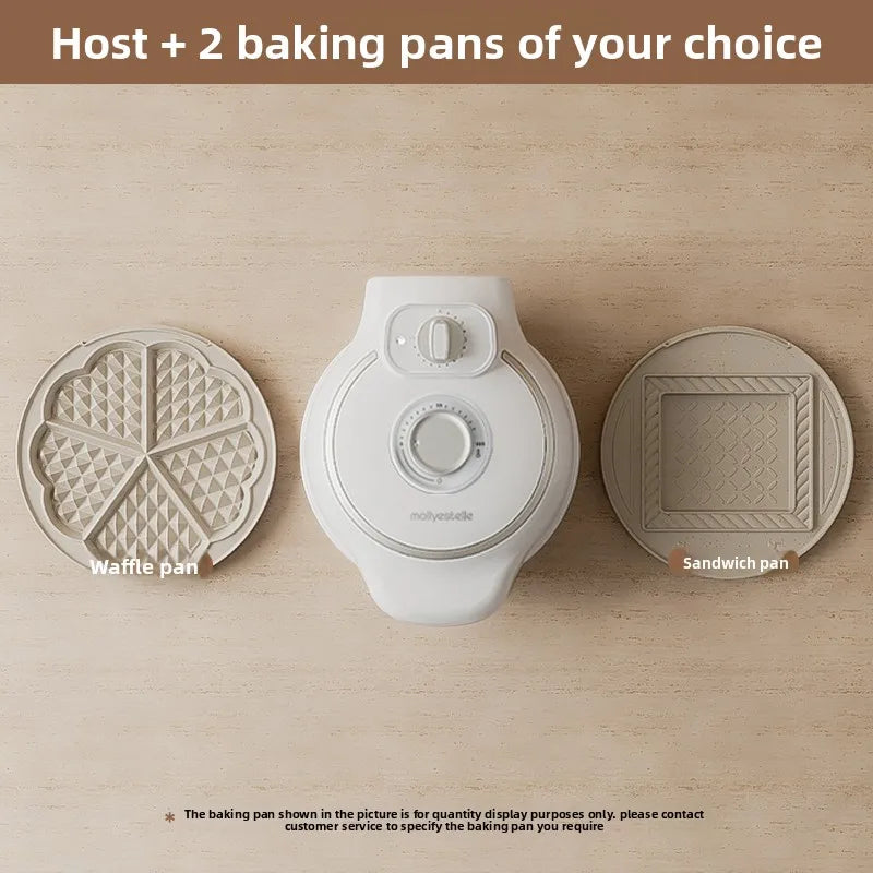 220V mollyestelle Electric Breakfast Maker for Egg Waffle Sandwich Pancake with Timer