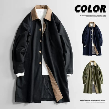 Autumn and Spring New Fashion Trend Windproof Warm Long Trench Coat Men's Casual Loose Sports Plus Size High-grade Jacket L-8XL