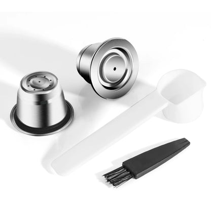 Reusable Coffee Capsule For Nespresso Espresso Crema Cups Stainless Steel Refillable Coffee Pods Filters With Tamper Dosing Ring