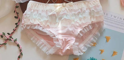 Japan Style Cream Ice Cream Bra Set Wireless Lace Trim Sweet Teen Girl Heart Cake Layer Soft Sexy Daily Lingerie Hot New Trend