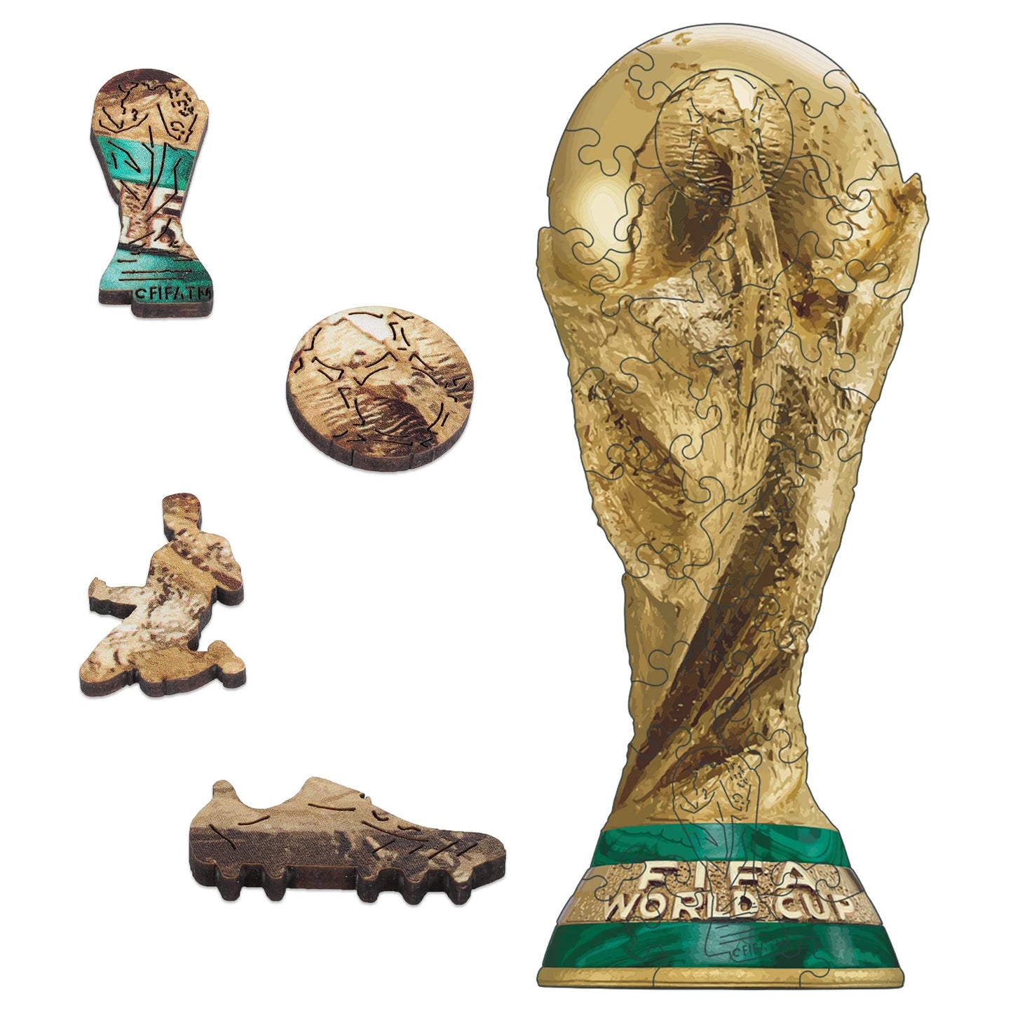 Mini Wooden Puzzles for Adults FIFA World Cup Football Unique Shaped Puzzle Collectible Decor Creative Birthday Festival Gifts