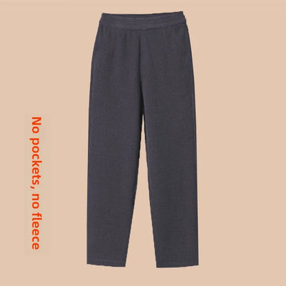 Thickened Fleece Lined Corduroy Winter Pants for Mom High Waist Loose Fit Straight Leg Warm Casual Trousers for Women over 40