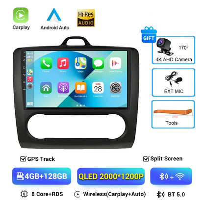 For ford focus 2 Mk2 2004-2008 2009 2010 2011 Android Auto GPS 2din autoradio GPS 2din DVR Android 16 Car Radio 4G+WIFI Carplay
