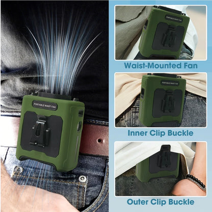 3-in-1 Waist Fan with Power Bank & Flashlight 10000mAh Strong Wind Neck Hanging Fan Portable Outdoor Mini Fan