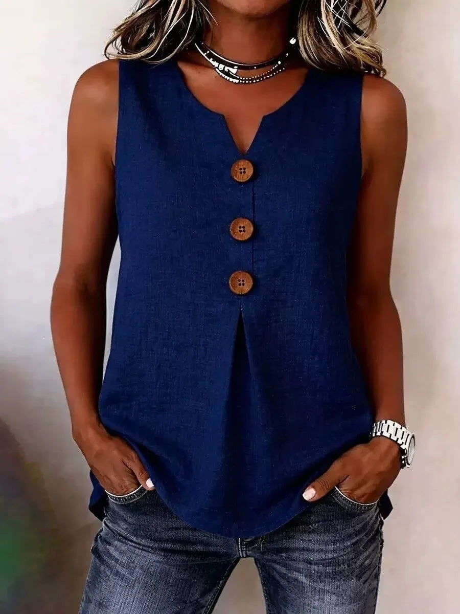 Solid Casual Loose Sleeveless Blouses For Women Fashion Summer Women's Oversized Shirts And Blouses Elegant Youth Female Tops