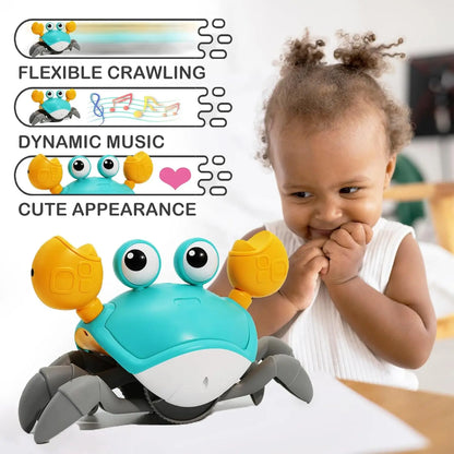Crawling Crab Baby Toy, Interactive Infant Tummy Time Crab with Music, Toddler Walking Dancing Crab, Funny Birthday Gifts