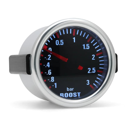 3.0 BAR Universal Smoke Len Turbo Boost Mechanical Car Wthie LED Gauge -1~0~3Bar Turbo Boost Meter 12V