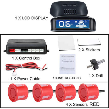 Front Rear Parking Sensor Kit 8 Probe Auto Blind Spot Radar LCD Monitor 12V Parktronic Reverse Backup Assist System