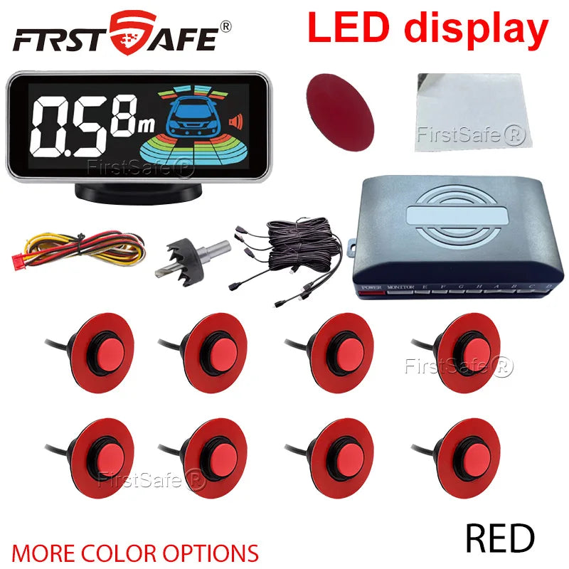 Multi Radar Parking Sensor Kit Backlight LED Display Multi Language Voice Reverse Detector 6/8 Sensors Universal Auto Safety