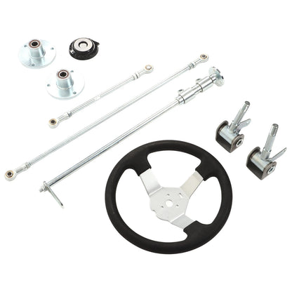 300mm Go Karts Steering Wheel Kit Tie Rod Ball Joint Gear Rack Shaft Kit for 100cc 125cc 140cc 150cc Go Kart Quad