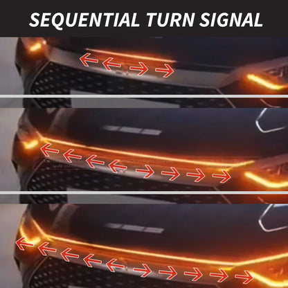 XINFOK LED Auto Car Hood Lights Strip Universal Lamps Ambient Lights For Car Turn Signal Indicator Daytime Running Light DRL 12V