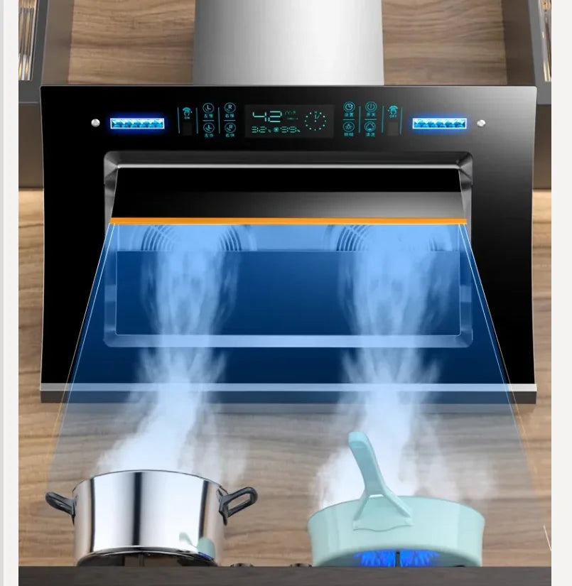 220V Ala Haotaitai Powerful Range Hood Side Suction Kitchen Double Motor Non Clean Home Use CCC