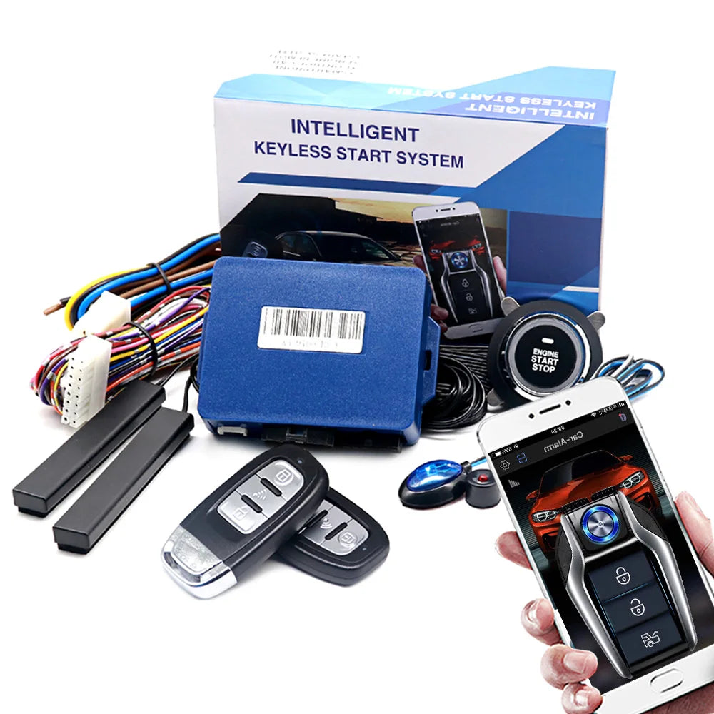 Kirbin Remote starter kit Car alarm with App Start stop system for cars Engine start button Push start system Car accessory