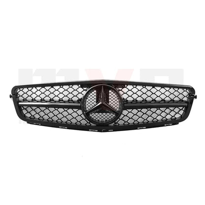 Glossy Black AMG Style Bumper Grille Grill With OE Style Emblem Logo For Mercedes Benz C-Class W204 2008-14 C180 C200 C250 C350