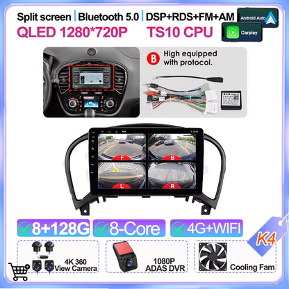For Nissan Juke Yf15 2010 2011 2012 2013 2014 Carplay Auto 5g+wifi Gps Car Radio Navigation Multimedia Video Player Stereo Bt
