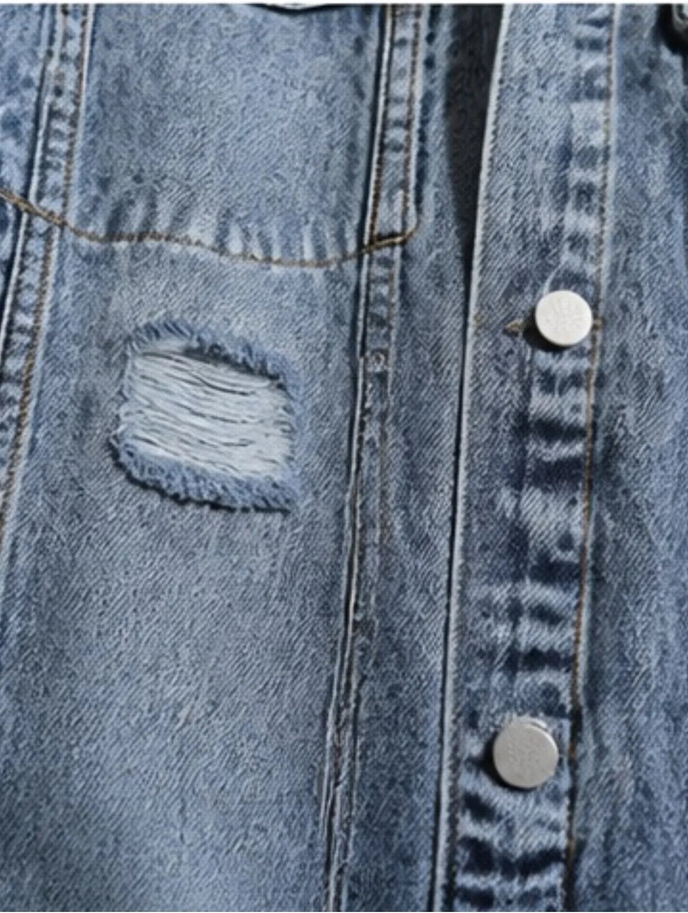 1PC Men’s Simple Solid Denim Jacket Daily Leisure Outerwear No Extra Decorations Excluding Hoodie Sweatshirt