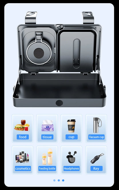 Lrbh Premium Plastic Rear Seat Organizer, with Foldable Tray, Dual Cup Holders, Phone Slot, and Large Storage Space, Easy to Install Vehicle Seat Back Accessories
