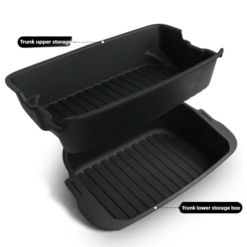 For Tesla Model Y Juniper 2021-2025 Launch Front&Rear Trunk Storage Box Double-Deck Luggage Frunk Organizer Box Dustproof Cargo
