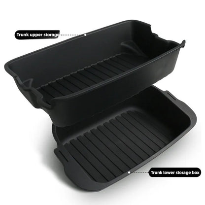 For Tesla Model Y Juniper 2021-2025 Launch Front&Rear Trunk Storage Box Double-Deck Luggage Frunk Organizer Box Dustproof Cargo