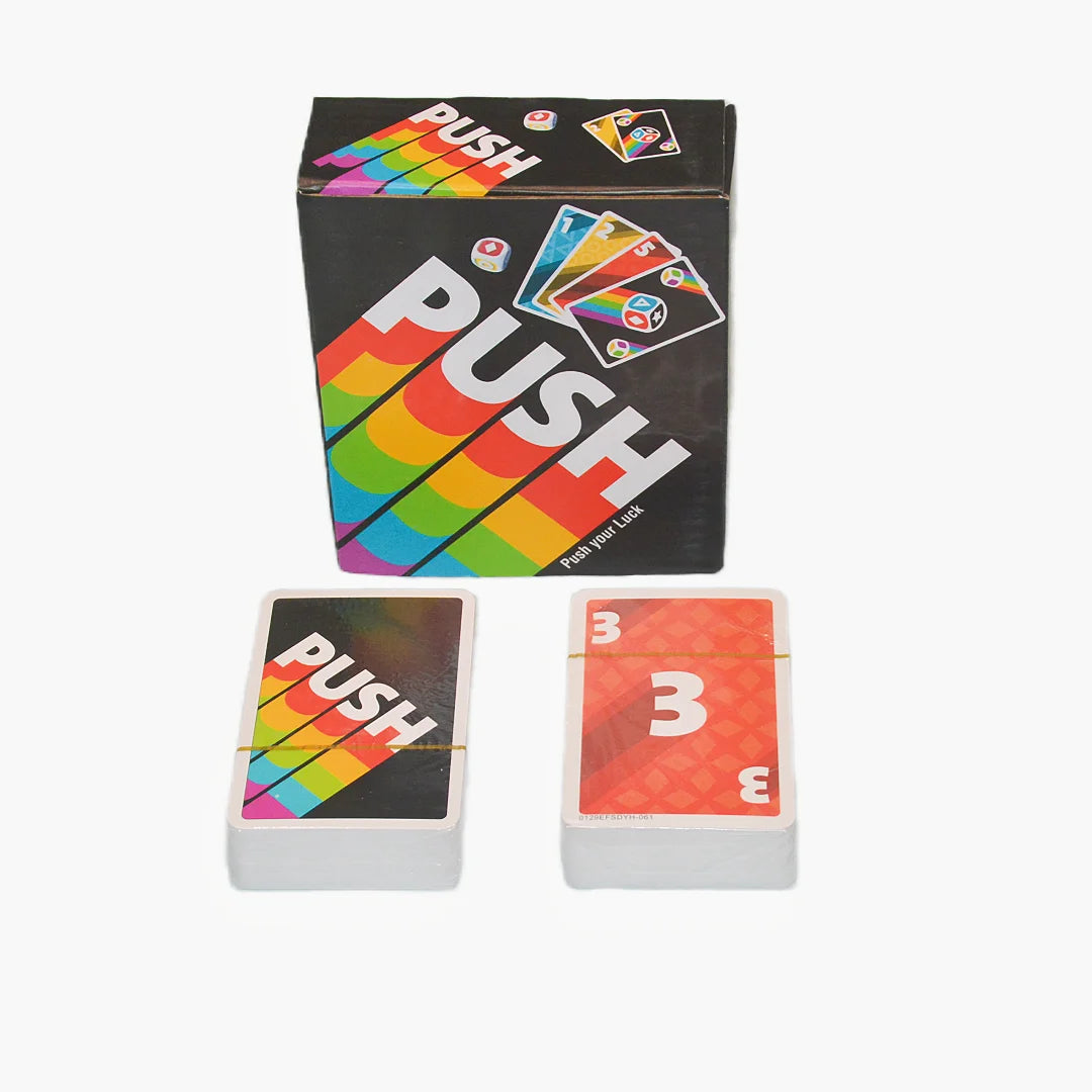 《Push 2024》, Card Game, Board Game, Interactive Game, Available in 6 Languages Including English, Spanish, French, German, Italian, and Dutch, Fast-Paced, Easy to Learn, Perfect for Parties