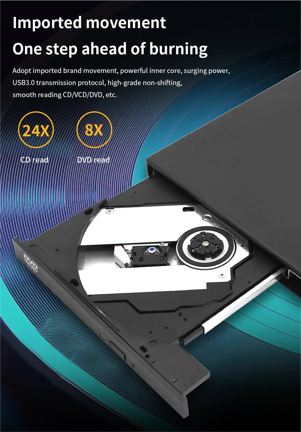 DeepFox USB External CD DVD Reader CD/DVD Drive USB2.0 External Disk Drive CD-ROM DVD-ROM Optical For Macbook Laptop Desktop PC