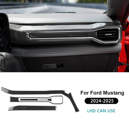 Real Soft Carbon Fiber Sticker For Ford Mustang GT Dark Horse EcoBoost 2024 2025 2026 LHD RHD Car Center Console AC Outlet Trim