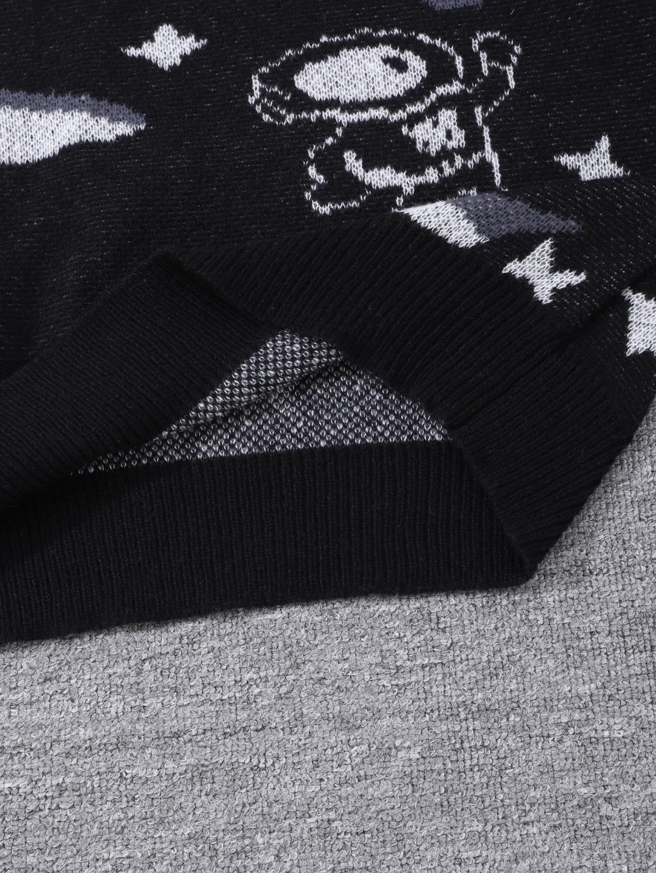 New Trendy Spring and Autumn Astronaut Reaching for the Stars Jacquard Pattern Pullover Sweater, Casual Round-Neck Color-Block Knit Men's Pullover, Suitable for Everyday Wear, Unisex Top for Going Out, Regular Fit, Suitable f