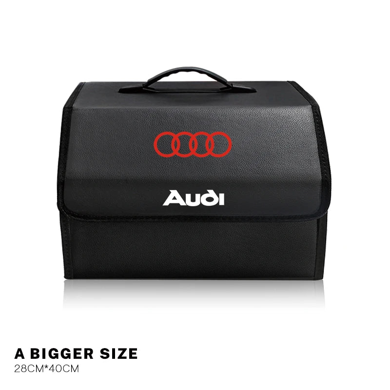 Car Trunk Collapsible Leather Tidying Stowing Box Accessories For Audi Sline A1 A3 A4 A5 A6 A7 A8 B8 B9 B6 C6 Q2 Q3 Q5 Q7 Q8 TT