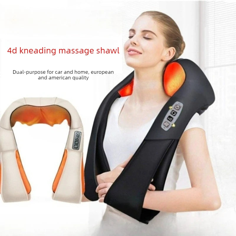 Car And Home Dual-Use Kneading Massage Shawl, Hot Compress Massager For Cervical Spine Massage, Gift Neck And Shoulder Massager