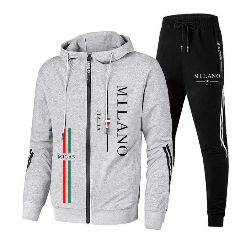 Men's Tracksuit Autumn Winter Daily Fashion Casual Quality Pullover Single Zipper Mens Sweatshirts Hoodies Pants Sports Outdoor