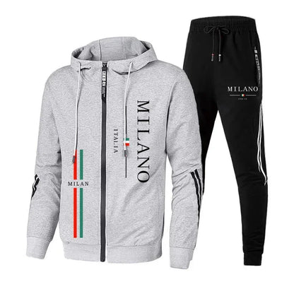 Men's Tracksuit Autumn Winter Daily Fashion Casual Quality Pullover Single Zipper Mens Sweatshirts Hoodies Pants Sports Outdoor