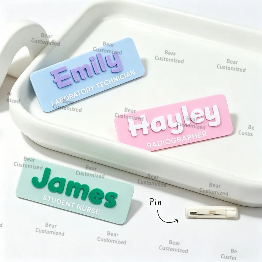 Custom  Acrylic Name Brooch ，Work Name Badge， Personalised Name Badge, Acrylic Name Badge, Gift for Nurse Present for Teacher