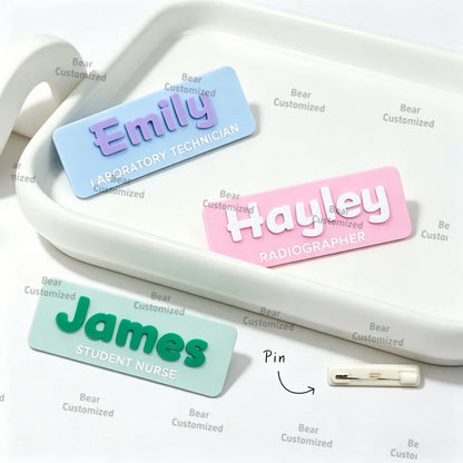 Custom  Acrylic Name Brooch ，Work Name Badge， Personalised Name Badge, Acrylic Name Badge, Gift for Nurse Present for Teacher