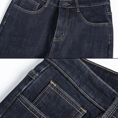 Men Autumn Winter Fleece Lined Thickened Jeans Male Warm Fashion Loose Straight Denim Pants High-Waisted Casual Trousers