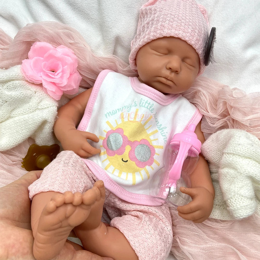 Open Mouth 20" Realistic Newborn Silicone Reborn Baby Loulou Weighted Handmade Reborn Doll Close Eyes Sleeping Veins For Kid Toy