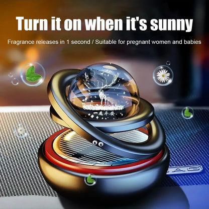 Car Solar Aromatherapy Ornaments Car Double Suspended Crystal Ball Rotating Aromatherapy Perfume Ornaments Creative Ornaments