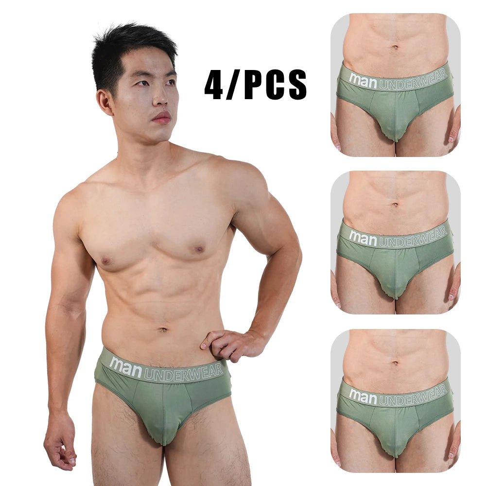 4pcs Mens Briefs Underpants Loose Plus Size Briefs Mid Waist Black Gray Sports Underwear Heavyweight Boys Breathable Panties 6XL
