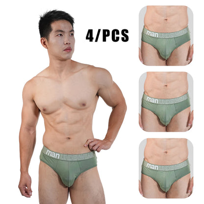 4pcs Mens Briefs Underpants Loose Plus Size Briefs Mid Waist Black Gray Sports Underwear Heavyweight Boys Breathable Panties 6XL