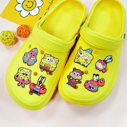 MIX Shoe Charms DIY Spongebob A/W PVC Shoes Charms Patrick Star Slippers Buckle Decorations Fit Boys Kids Birthday Xmas Gifts