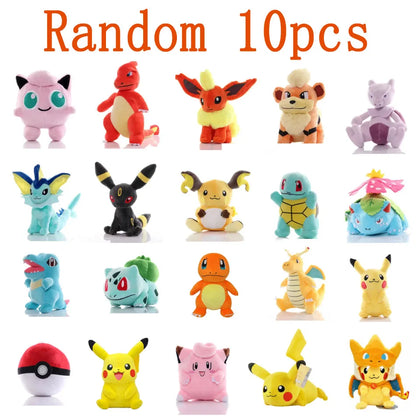 10pcs Pokemon Official Plush Toy - Charmander, Squirtle, Pikachu Plush, Bulbasaur Stuffed Animal Toy, Pokemon Doll Birthday Gift
